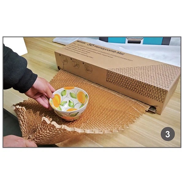 3D মধুচক্র পেপার ম্যাট বক্স ডিসপেনসার